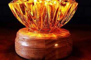 Glass globe amber vintage table lamp 2