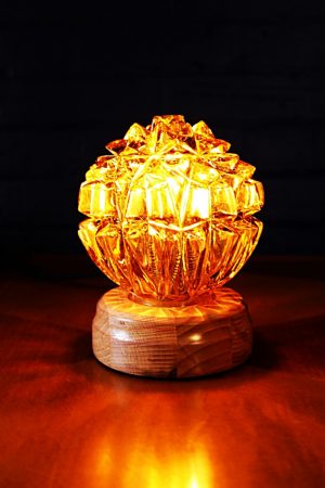 Glass globe amber vintage table lamp