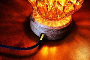 Glass globe amber vintage table lamp 1