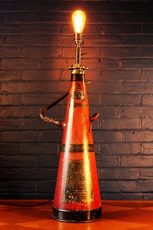 Upcycled recycled brass fire extinguisher table lamp light 56