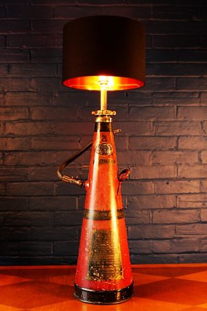 Upcycled recycled brass fire extinguisher table lamp light 58