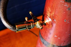 Upcycled recycled brass fire extinguisher table lamp light 61