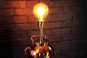 Upcycled recycled brass fire extinguisher table lamp light 19