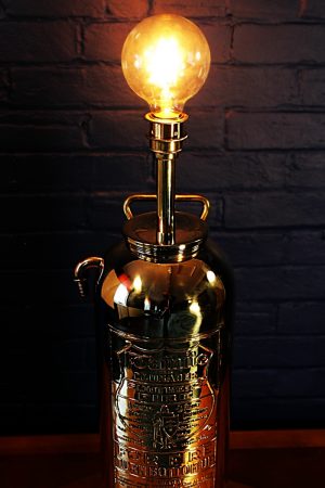 Upcycled recycled brass fire extinguisher table lamp light 23