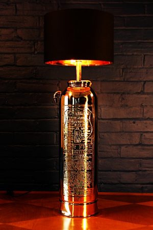 Upcycled recycled brass fire extinguisher table lamp light 27