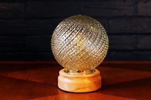 Glass globe swirl vintage table lamp