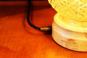 Glass globe swirl upcycled recycled vintage table lamp 3