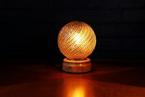 Glass globe swirl upcycled recycled vintage table lamp 4