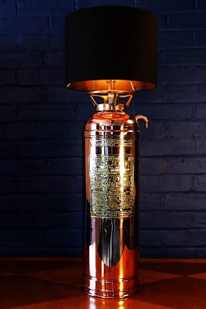 Upcycled recycled brass copper fire extinguisher table lamp light 54