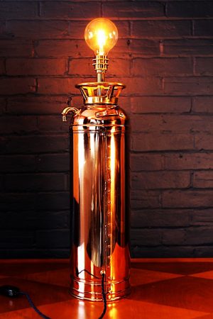 Upcycled recycled brass copper fire extinguisher table lamp light 56