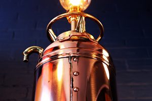 Upcycled recycled brass copper fire extinguisher table lamp light 63