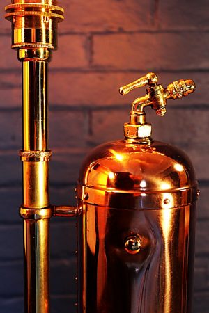 Upcycled recycled bespoke copper brass sprayer lamp light 48