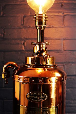 Fire extinguisher lamp copper brass Gyrofoam vintage light 11