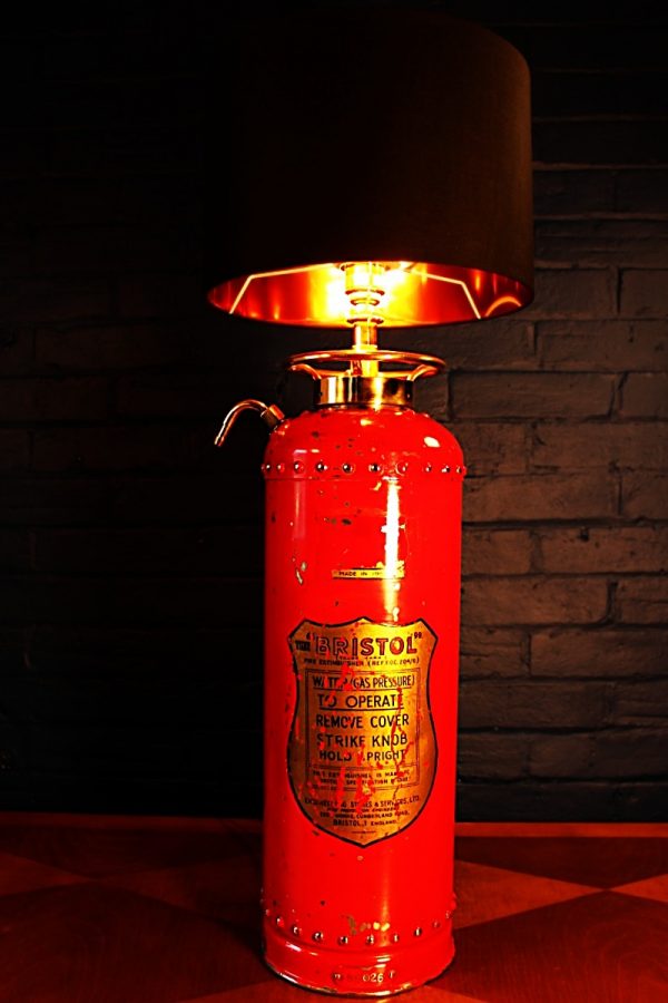 Fire extinguisher lamp red Bristol vintage light