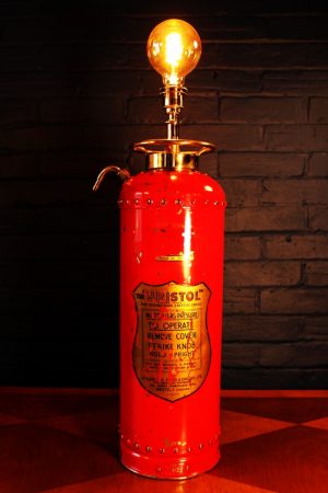Fire extinguisher lamp red Bristol vintage light 1
