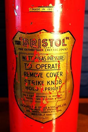 Fire extinguisher lamp red Bristol vintage light 7