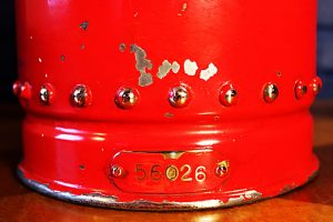 Fire extinguisher lamp red Bristol vintage light 8