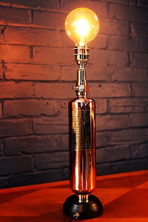 Fire extinguisher lamp copper brass L&G vintage light 9