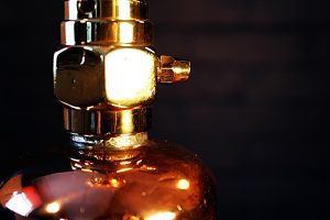 Fire extinguisher lamp copper brass L&G vintage light 2