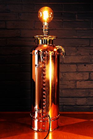 Vintage safex copper & brass fire extinguisher lamp 2