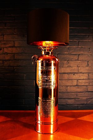 Childs copper & brass fire extinguisher lamp