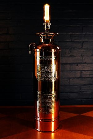 Childs copper & brass fire extinguisher lamp 4