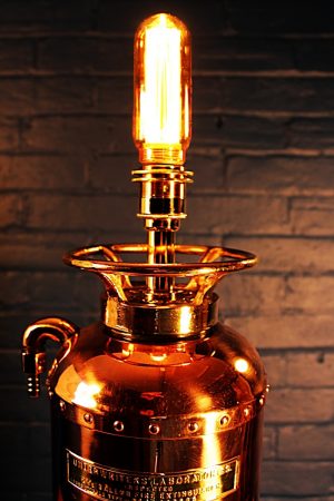 Childs copper & brass fire extinguisher lamp 12