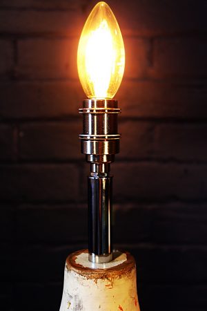 Vintage wooden skittle table lamp for sale 4