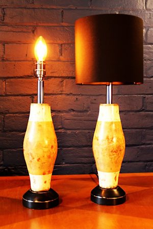 Vintage wooden skittle table lamp for sale 7