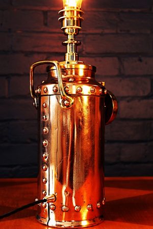 Copper and Brass Petrolex table lamp for sale 3