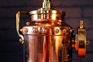 Copper and Brass Petrolex table lamp for sale 4