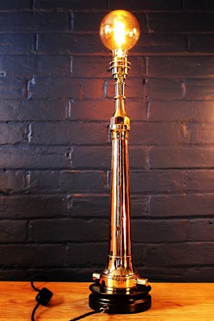 Antique copper brass fire branch table lamp for sale