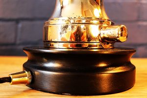 Antique copper brass fire branch table lamp for sale 1