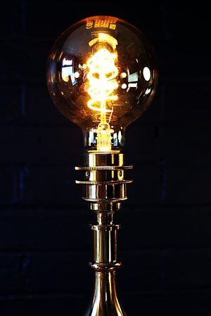 Antique copper brass fire branch table lamp for sale 5