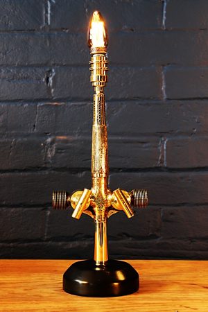Double brass beer barrel tap table lamp for sale 11