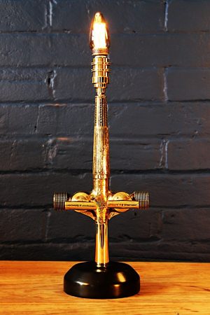 Double brass beer barrel tap table lamp for sale 10