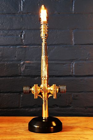 Double brass beer barrel tap table lamp for sale 9