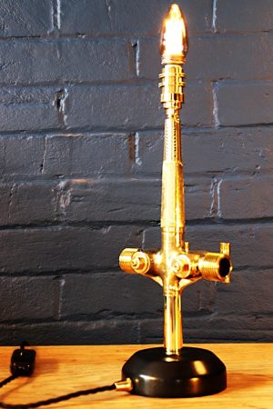 Double brass beer barrel tap table lamp for sale 8