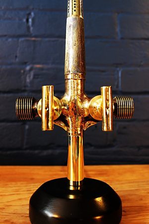 Double brass beer barrel tap table lamp for sale 4