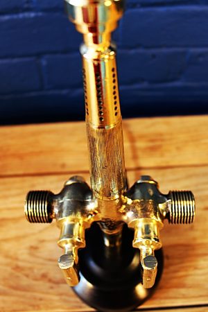 Double brass beer barrel tap table lamp for sale 2