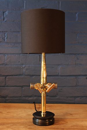 Double brass beer barrel tap table lamp 12