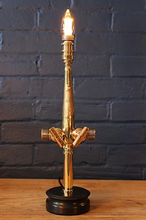 Double brass beer barrel tap table lamp 14