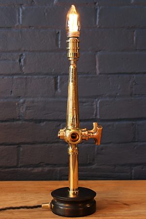 Double brass beer barrel tap table lamp 15