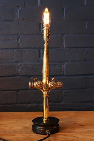 Double brass beer barrel tap table lamp 16
