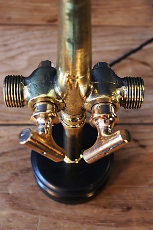 Double brass beer barrel tap table lamp 19