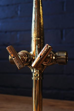 Double brass beer barrel tap table lamp 22