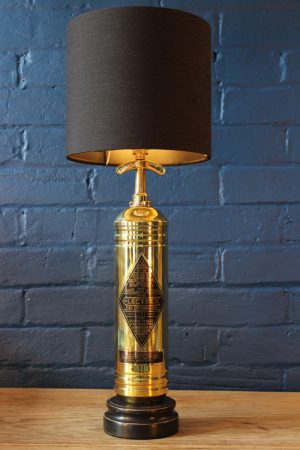 Electrex transport fire extinguisher brass table lamp