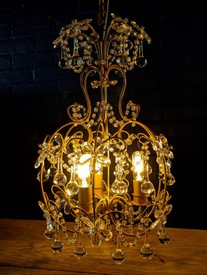 Wire cage chandelier