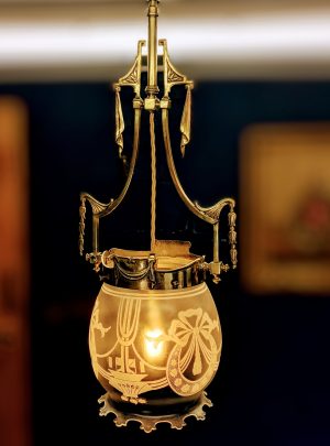 Etched glass pendant light