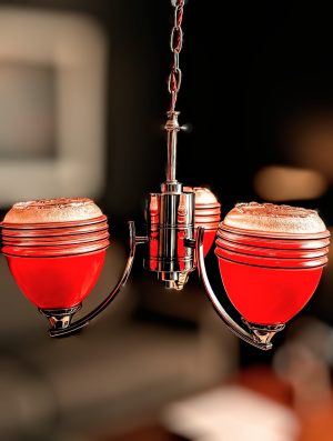 Retro Restored 1960's Glass and Chrome Pendant light